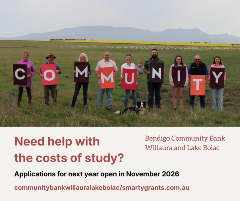 Bendigo Community Bank Willaura and Lake Bolac scholarships for 2027